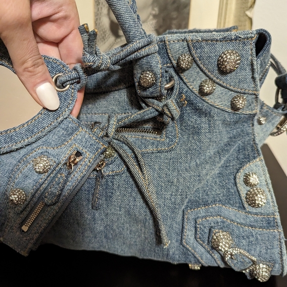 Balenciaga Neo Cagole City Handbag in Denim and Crystal - Picture 7 of 13